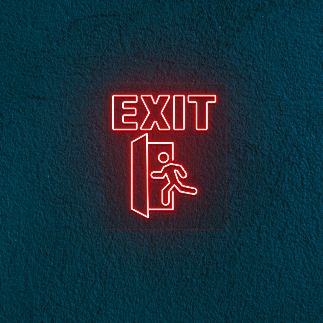 Exit Text With Door Neon Sign