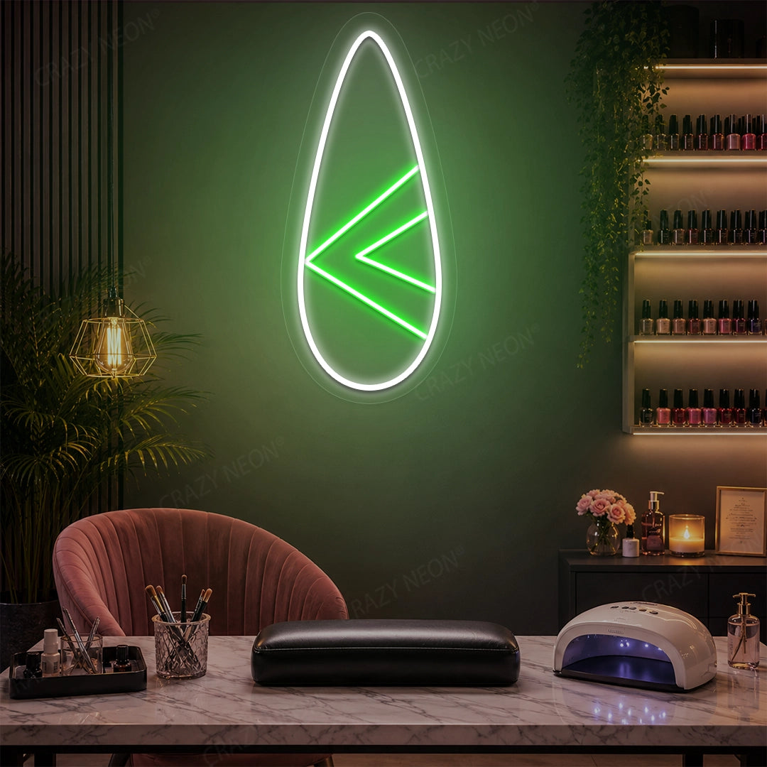 Sleek Nail Neon Sign in Green color