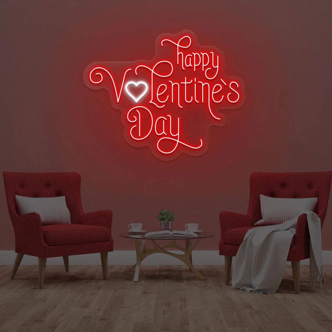 Happy valentine Day Heart Neon Sign | Red 