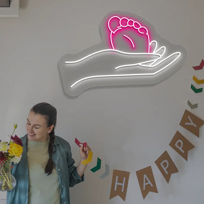 A Mother’s Touch Neon Sign in Pink color