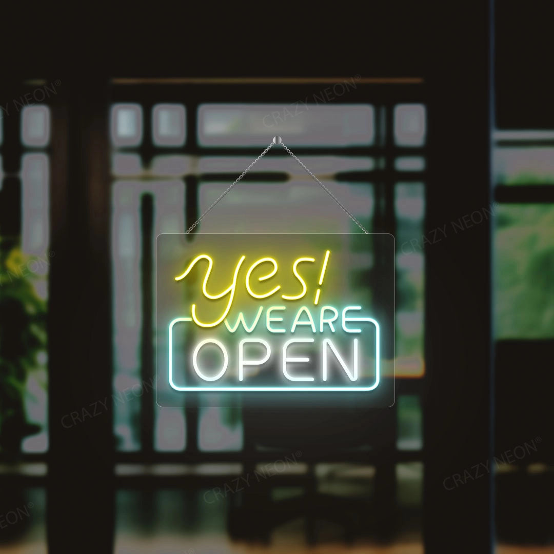 Yes We are Open Neon Sign | white