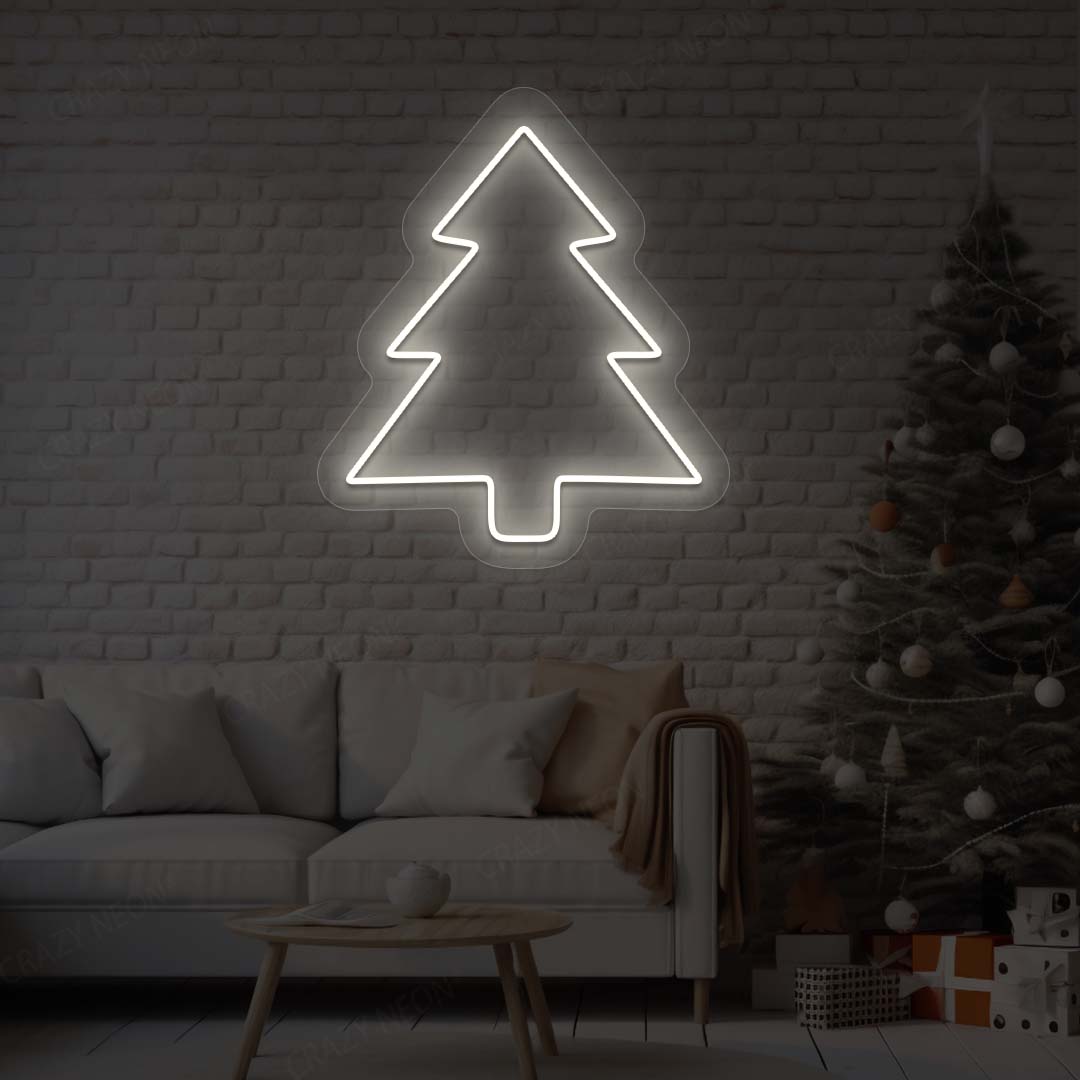 Pine Christmas Tree Neon Sign | white