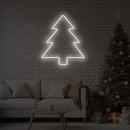 Pine Christmas Tree Neon Sign | white