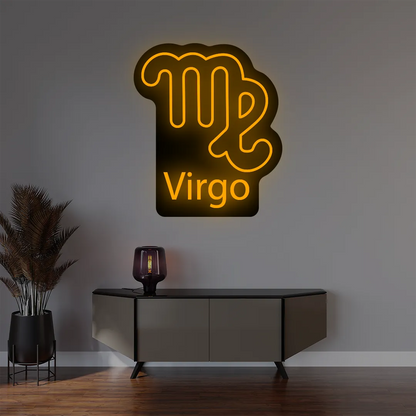 Virgo zodiac symbol custom orange neon sign