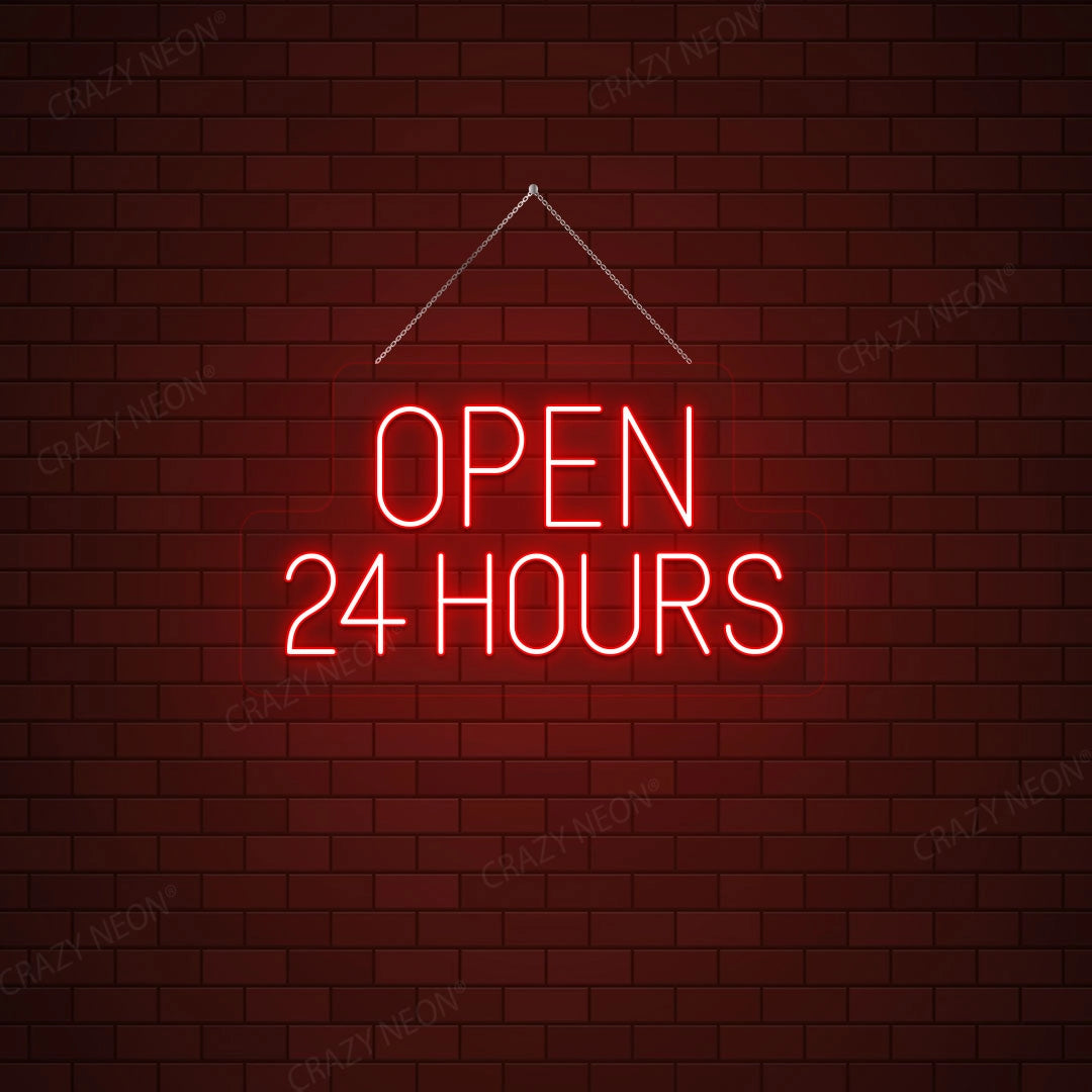 Open 24 Hours Sign | Red