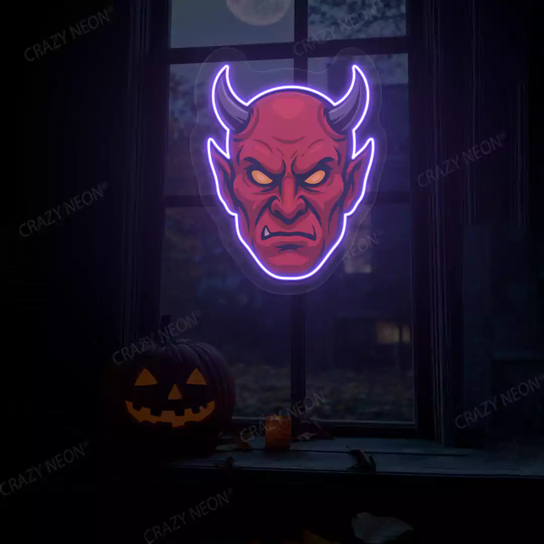 Devil Head Neon Artwork | Purple