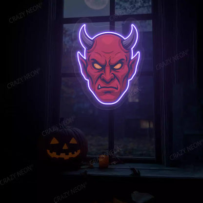 Devil Head Neon Artwork | Purple