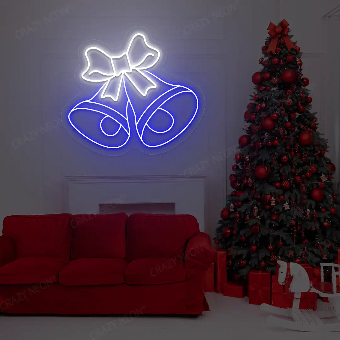 festive Merry Bells Neon Sign | Blue