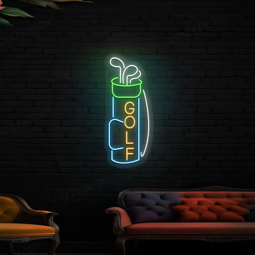 Golf Bag Neon Sign | Yellow