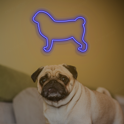 Pug Neon Sign | Blue