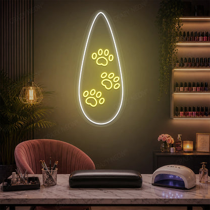 Polished Paw Nail Neon Sign in yellow color