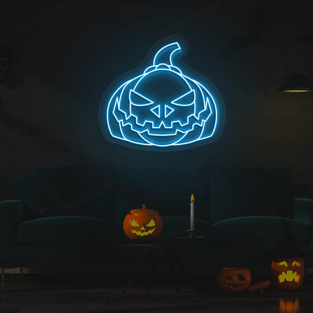 Evil Pumpkin Face Neon Sign | Iceblue