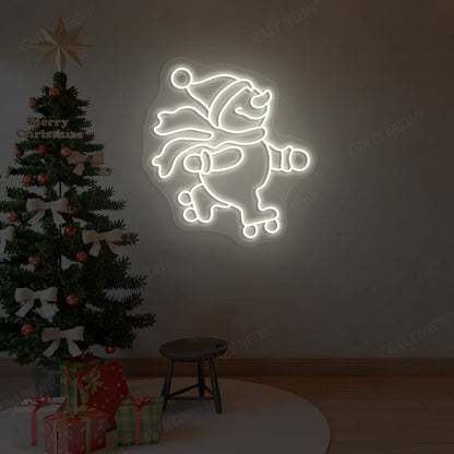 Skating Snowman Neon Sign | Warmwhite 