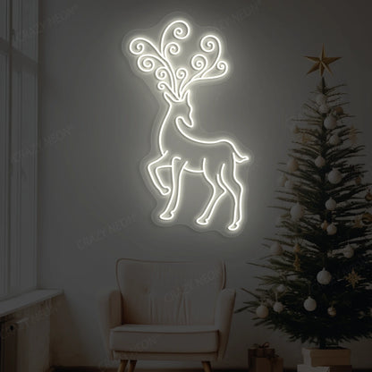 Regal Swirl Antler Reindeer Neon Sign | Warm white
