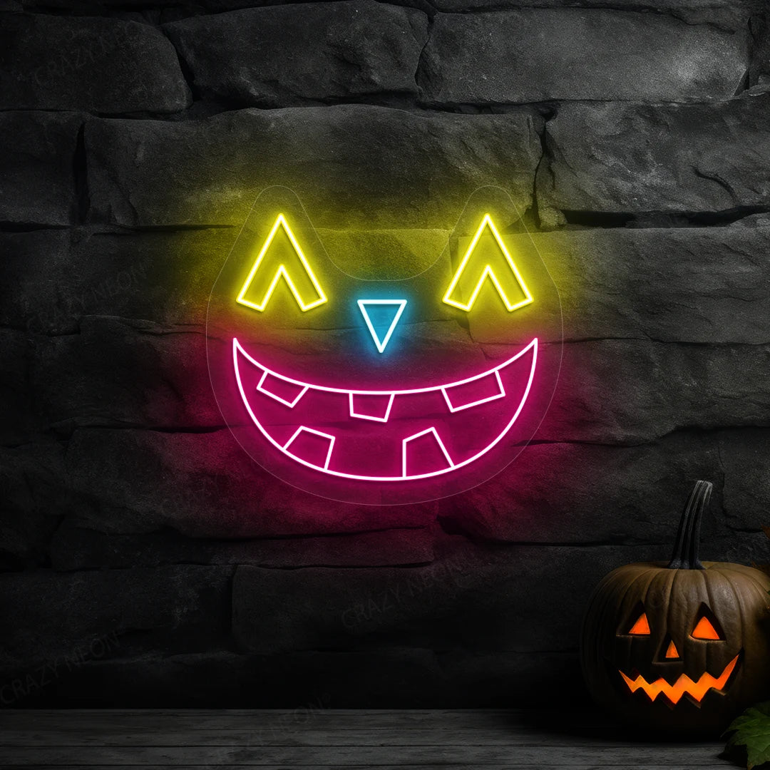 Mischief Pumpkin Face Neon Sign | Pink