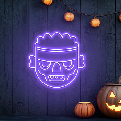 Frankenstein Head Neon Sign | Purple