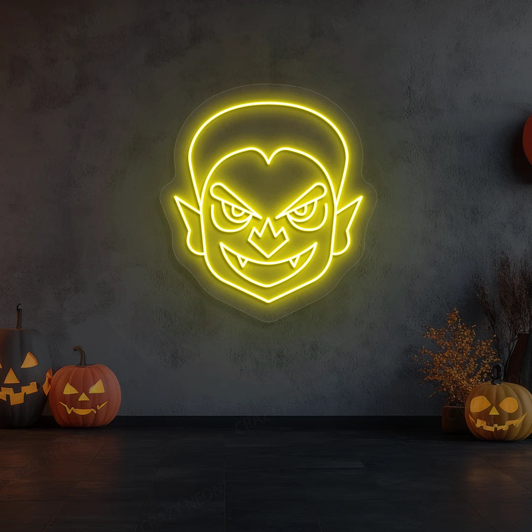 Haunted Vampire Neon Sign | Yellow