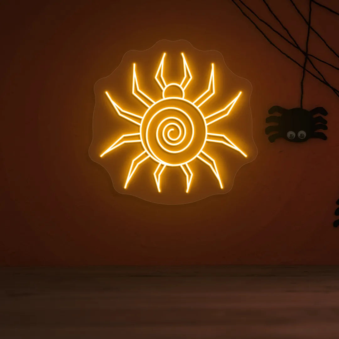 Spiral Spider Neon Sign | Orange