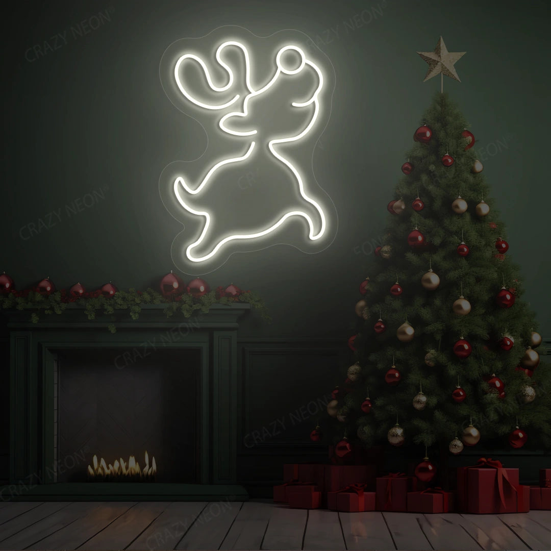 Prancing Reindeer Neon Sign | Warm white