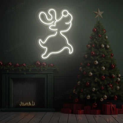 Prancing Reindeer Neon Sign | Warm white
