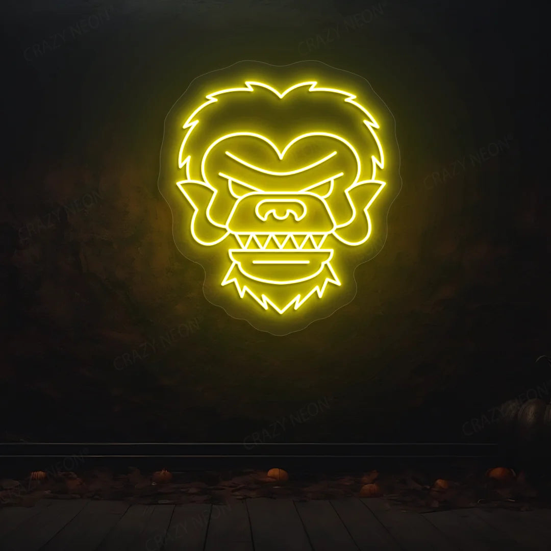 Werewolf Face Neon Sign | Yellow
