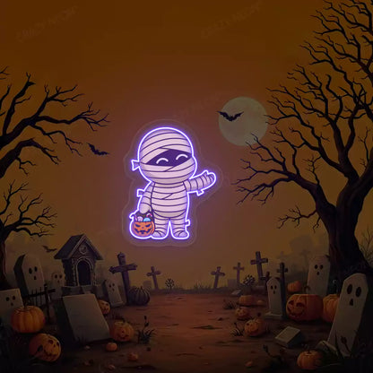 Mummy Kid Neon Artwork | Purple
