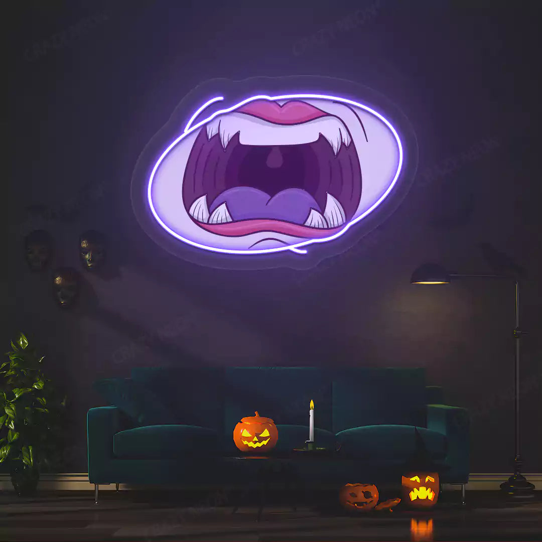 Vampire Mouth Neon Artwork | Purple