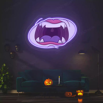 Vampire Mouth Neon Artwork | Purple