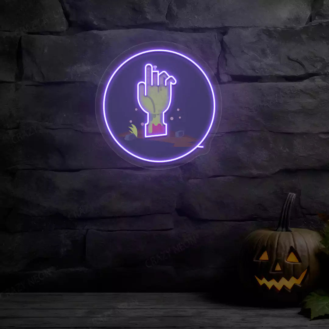 Zombie Hand Neon Artwork | Purple