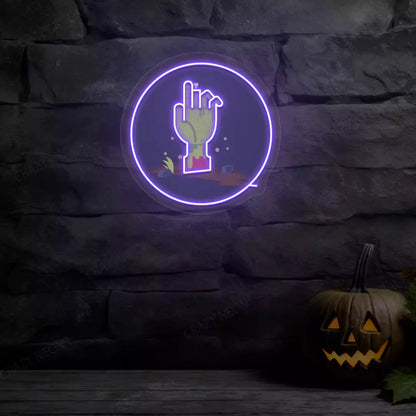Zombie Hand Neon Artwork | Purple