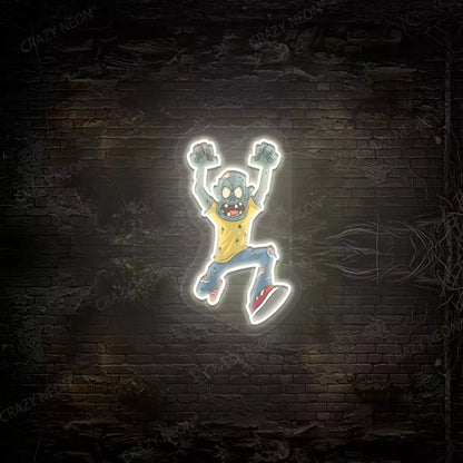 Angry Zombie Attack Neon Artwork | Warmwhite