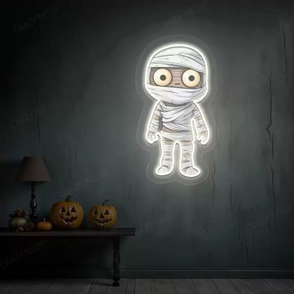 Wide-Eyed Mummy Neon Artwork | Warmwhite