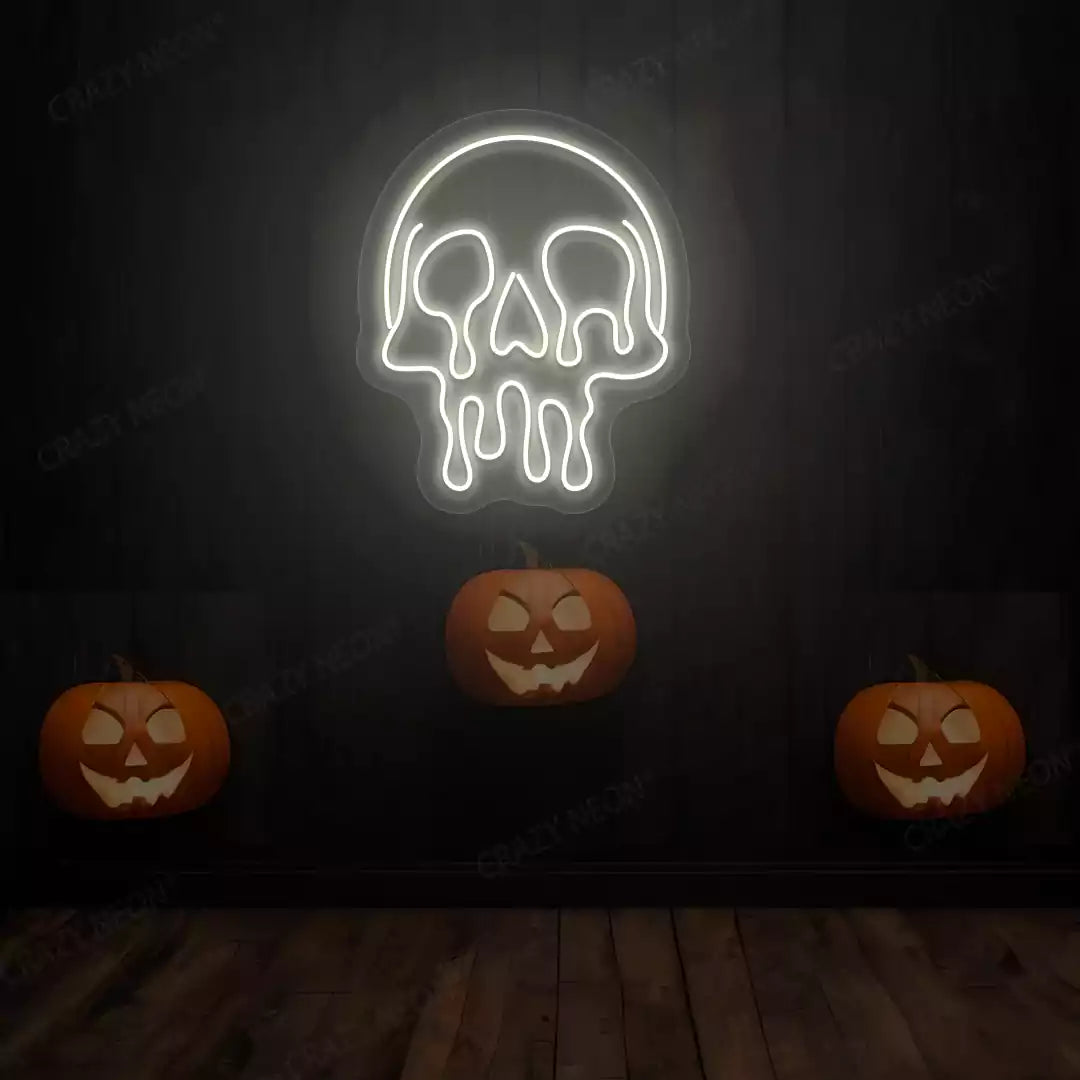 Melting Skull Neon Sign | Warmwhite