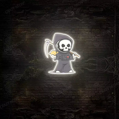 Astronaut Grim Reaper Neon Artwork | Warmwhite