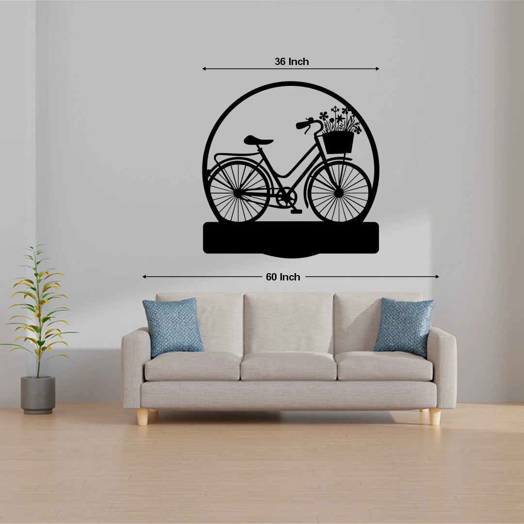 Floral Bicycle Name Custom Metal Monogram Size reference