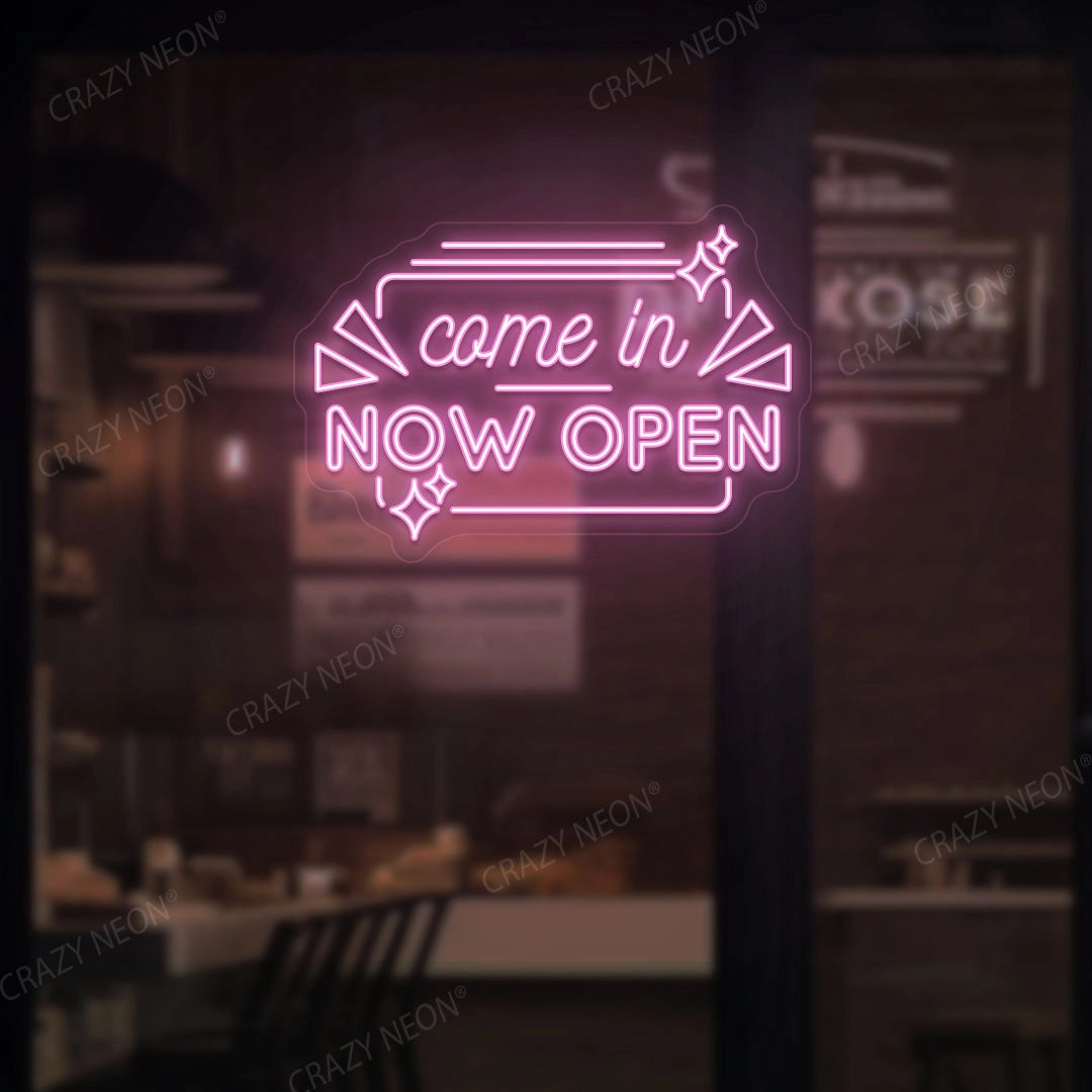 Come in Now Open Sign | Pink