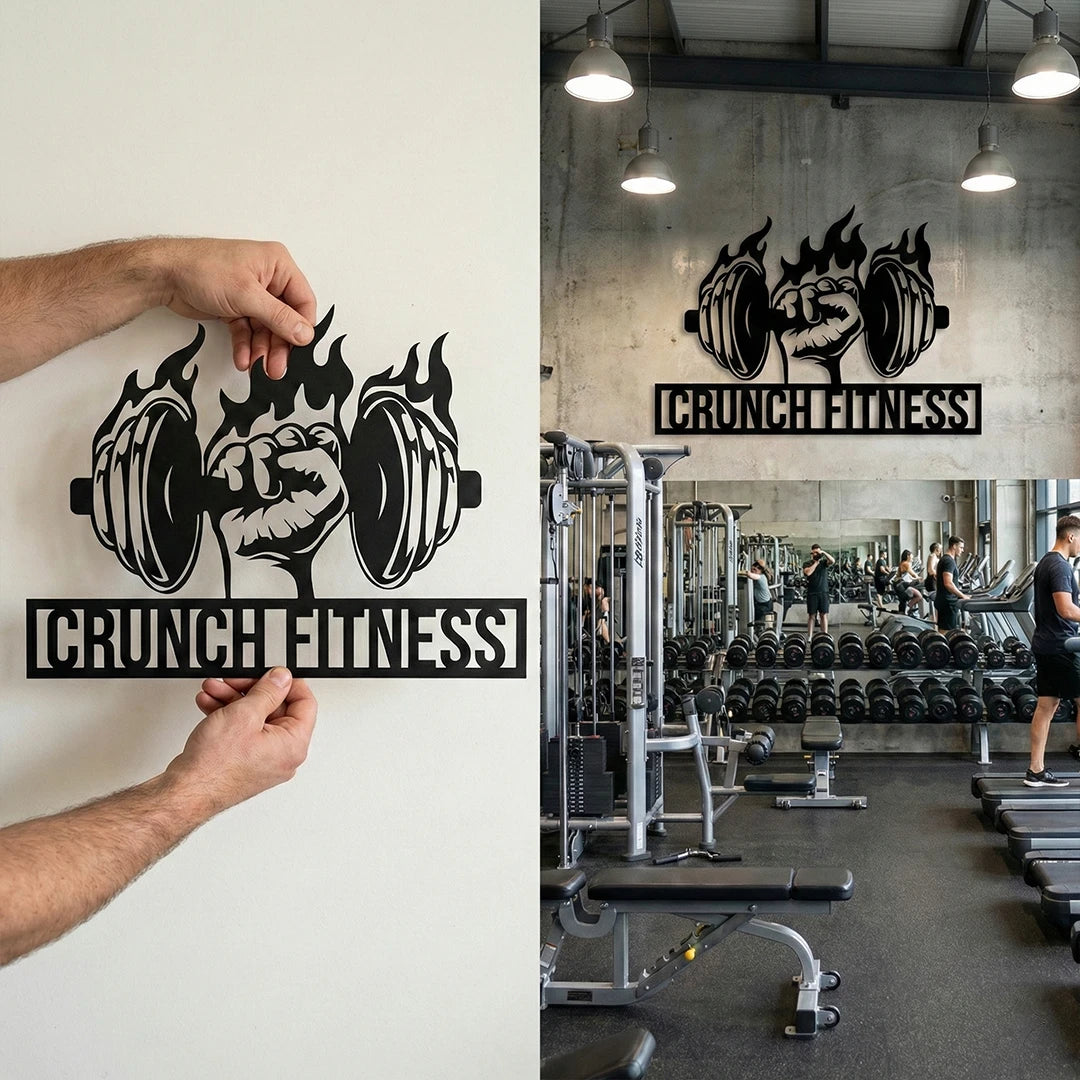 Hand With Dumble Custom Metal Sign