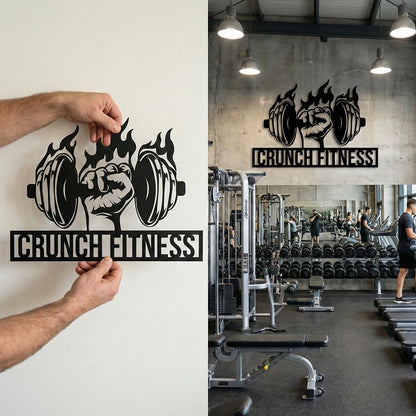 Hand With Dumble Custom Metal Sign