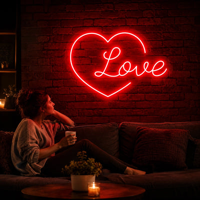 Heart of Love Neon Sign in Red color