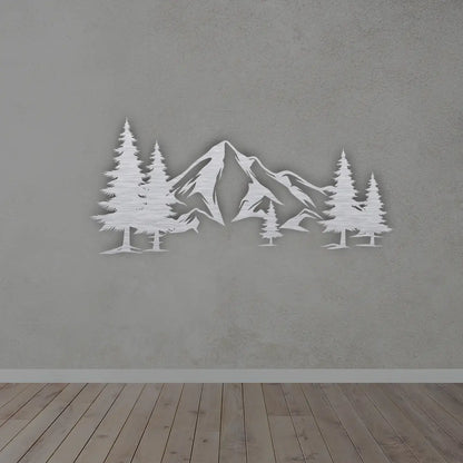 Mountains Metal Wall Art in Silver colour