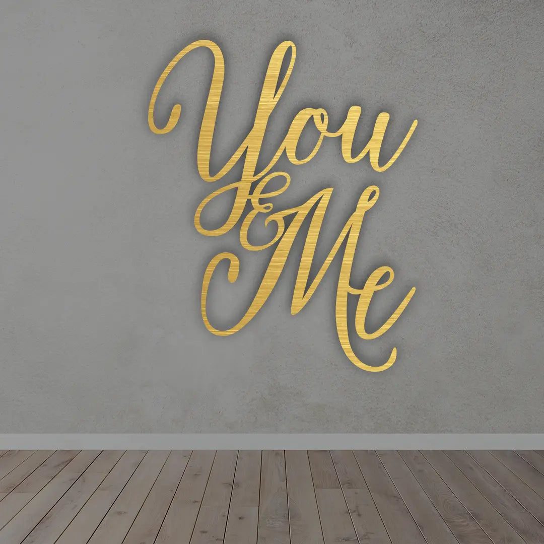 You & Me Metal Wall Art in golden colour 