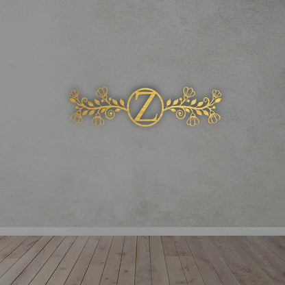 Personalized Metal Frame Monogram in Golden colour mounted on wall 