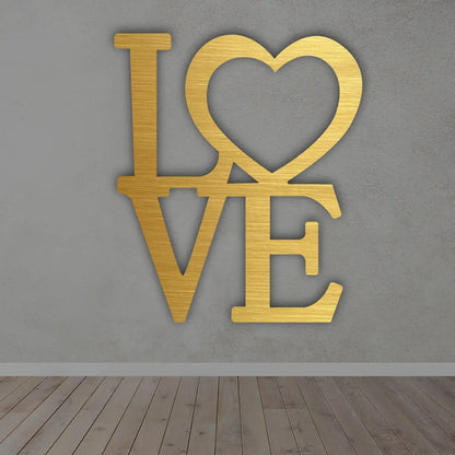 Love With Heart Metal Wall Art Sign