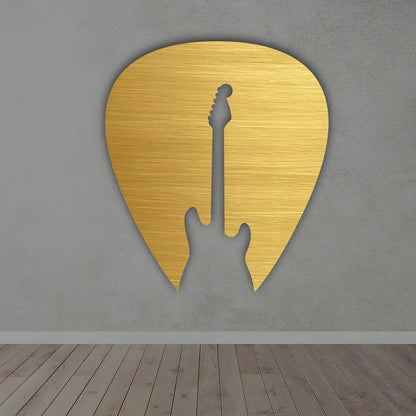 Guitar Metal Wall Art in Golden colour