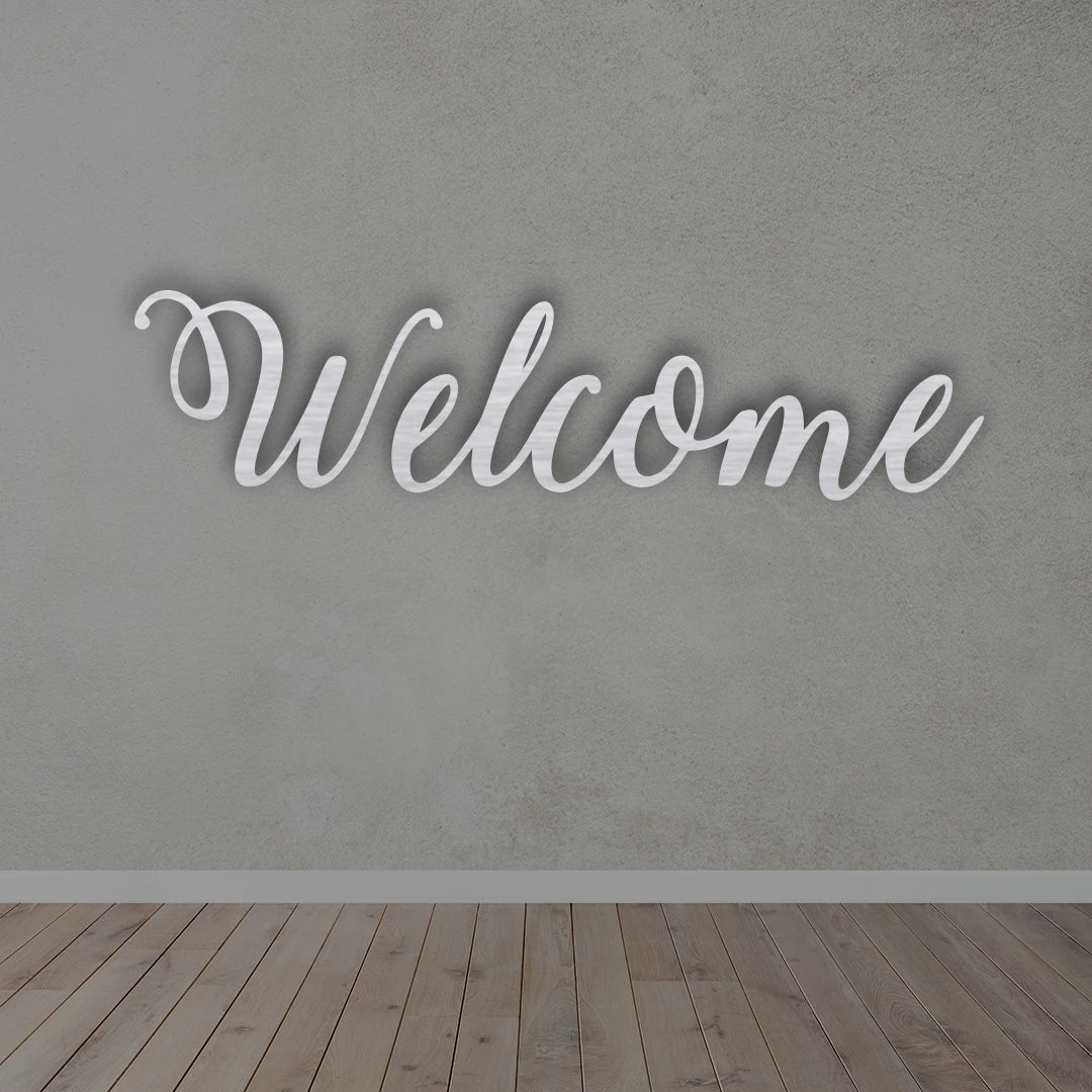 Metal Welcome wall art in Silver colour 