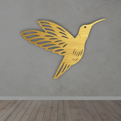 Hummingbird Metal Wall Art Sign n golden Color
