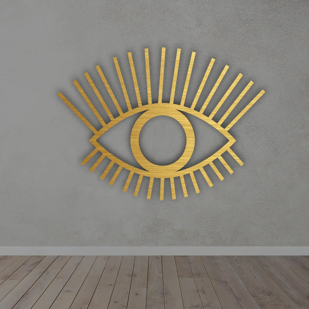 Evil Eye Metal Sign in Brushed Golden