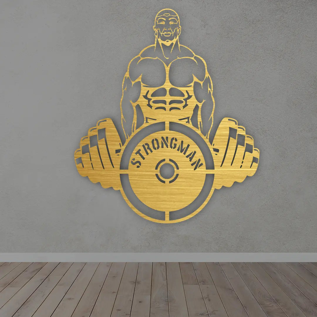 Strong Man Metal Wall Art in golden finished