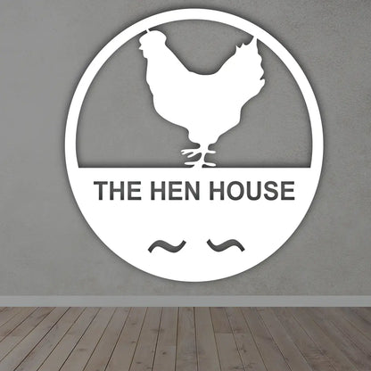 Chicken Metal Wall Art in white colour