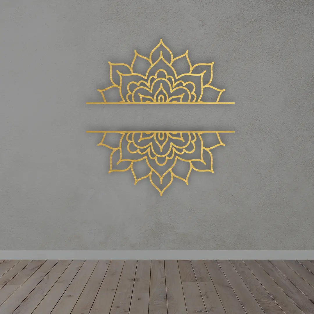 Personalized Mandala Metal  Sign in golden colour mounted on wall 